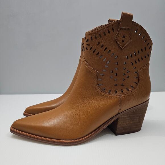 NEW Marc Fisher LTD Elyma Ankle Boot Womens 10 Tan Leather Pointed Toe Western - Picture 14 of 14